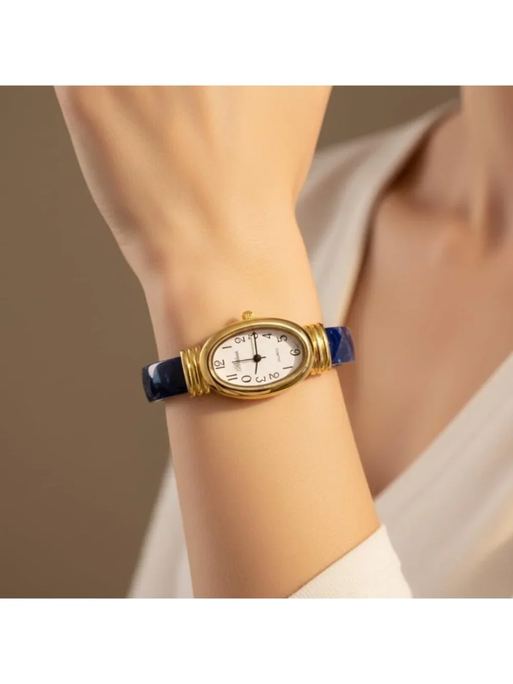 Stylish Tortoise Shell Cuff Bangle Watch - Round, Oval & Rectangle Shapes